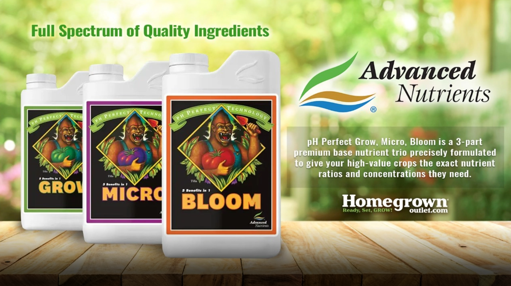 Advanced Nutrients - bottles of liquid nutrients for plants
