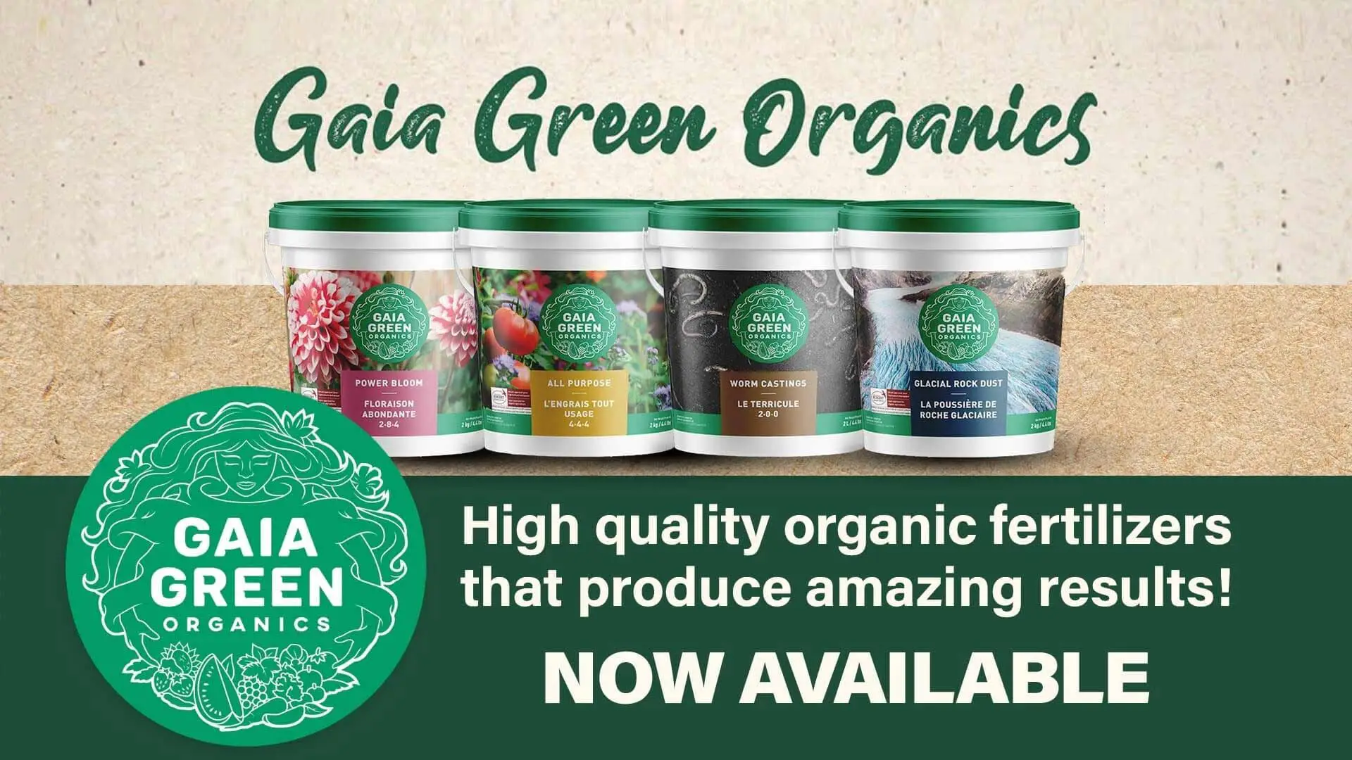 Gaia Green Organics products - available at Homegrown Outlet